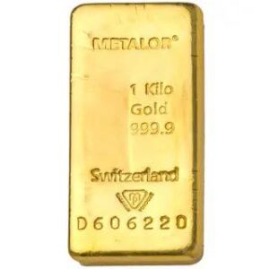 Lingot d'or coulé Metalor 1 kg